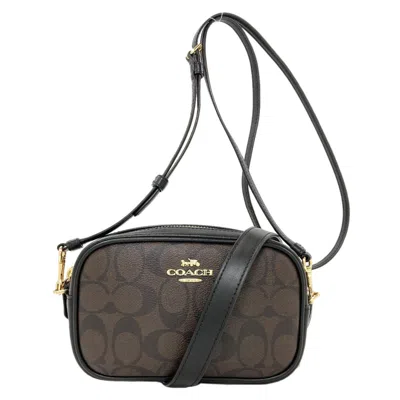Pre-owned Coach Dark Brown Signature Line Pvc Shoulder Bag ()