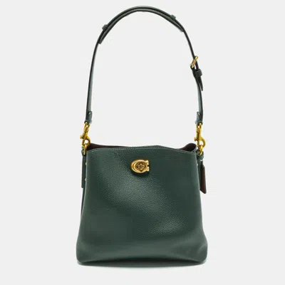 Pre-owned Coach Dark Green Leather Willow Bucket Bag
