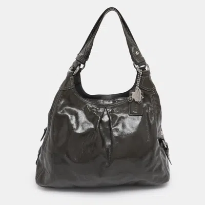 Pre-owned Coach Dark Green Patent Leather Madison Maggie Shoulder Bag