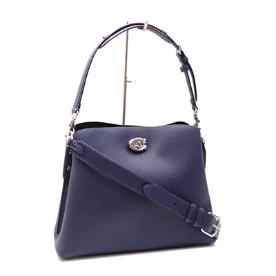 Pre-owned Coach Dark Navy Leather Shoulder Bag () In Blue