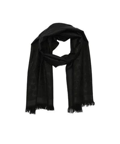 Coach Dark Pattern Monogram Fringed Long Scarf In Black