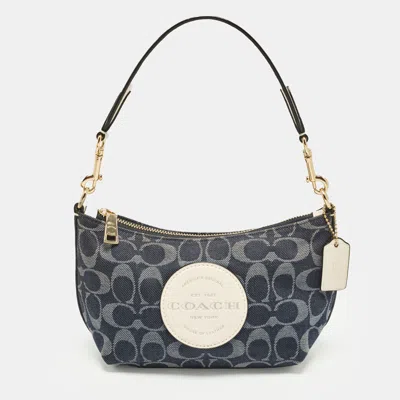 Coach Dempsey Blue/off White Denim Logo Jacquard Patch Shoulder Bag