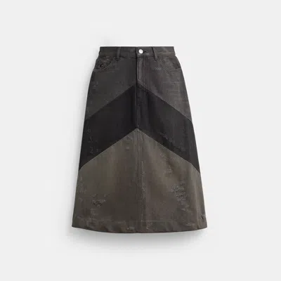 Coach Denim A-line Skirt In Black