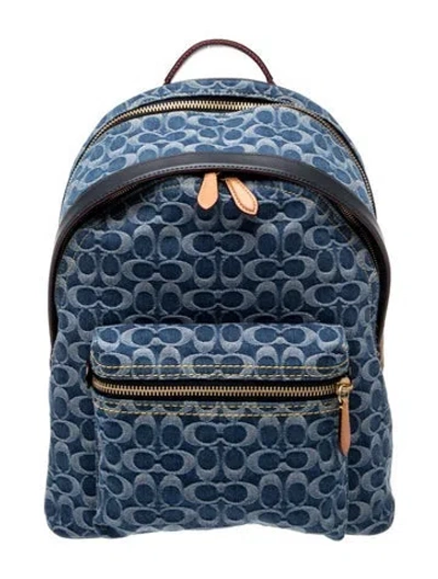Pre-owned Coach Denim Backpack In Blue