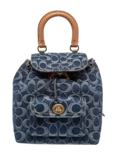 Pre-owned Coach Denim Backpack In Blue