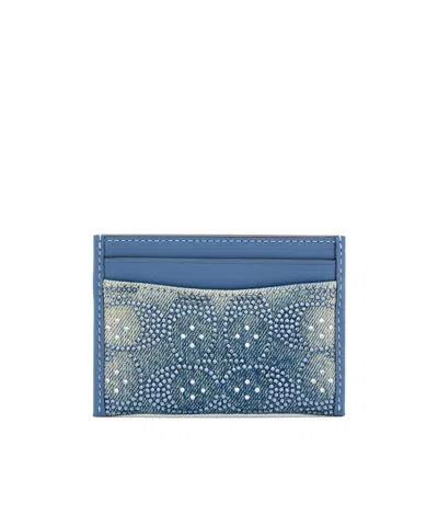 Coach Denim Card Holder In Blue
