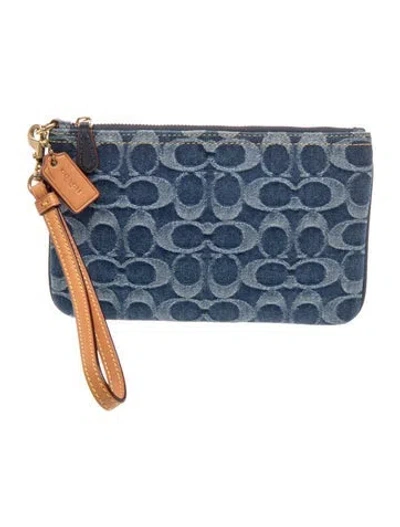 Pre-owned Coach Denim Clutch In Blue