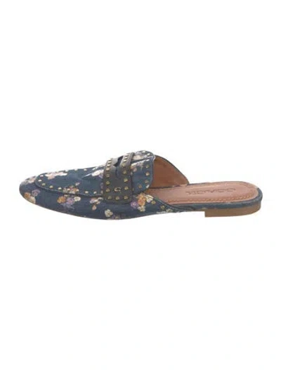 Pre-owned Coach Denim Floral Print Mules In Blue