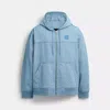Coach Denim Hooded Zip Jacket In Blue