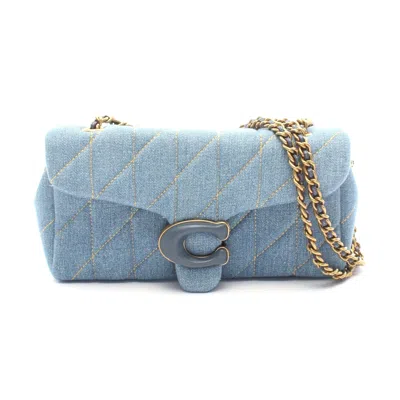 Coach Denim Leather Tabby Quilted Shoulder Bag In Blue