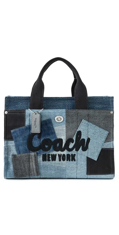 Coach Denim Patchwork Cargo Tote Lh/denim Multi In Red