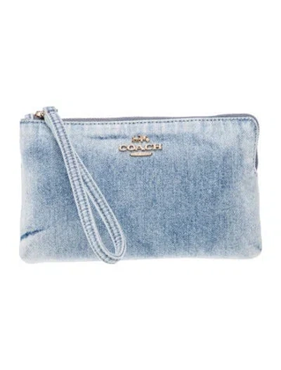 Pre-owned Coach Denim Portfolio In Blue