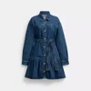 Coach Denim Shirt Dress In Blue