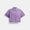 Coach Denim Short Sleeve Top In Purple