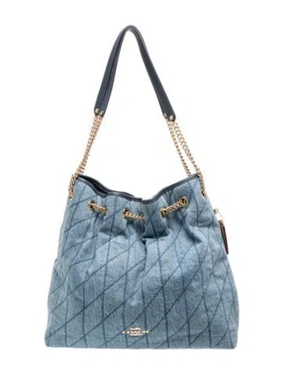 Pre-owned Coach Denim Shoulder Bag In Blue