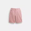 Coach Denim Skater Shorts In Pink