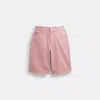 Coach Denim Skater Shorts In Pink