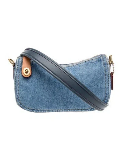 Pre-owned Coach Denim Top Handle Bag In Blue