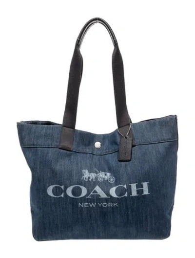 Pre-owned Coach Denim Tote In Blue