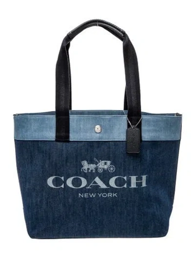Pre-owned Coach Denim Tote In Blue