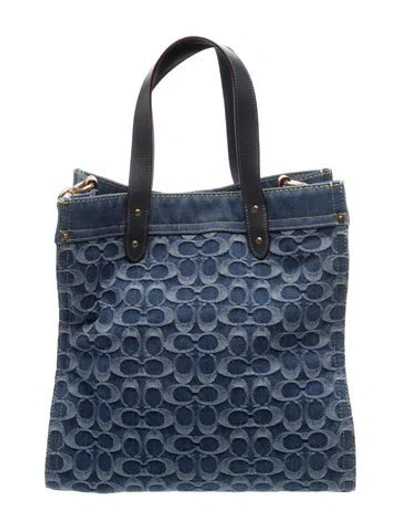 Pre-owned Coach Denim Tote In Blue