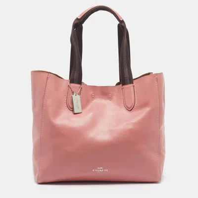 Pre-owned Coach Derby Pink Leather Shopper Tote