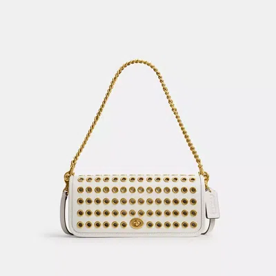 Coach Dinky Bag With Grommets In Brass/chalk