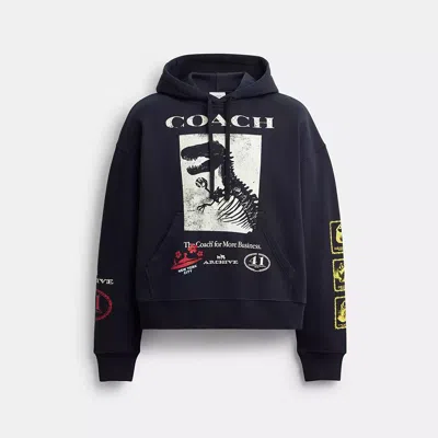Coach Dinosaur Collage Relaxed Hoodie In Organic Cotton In Multi