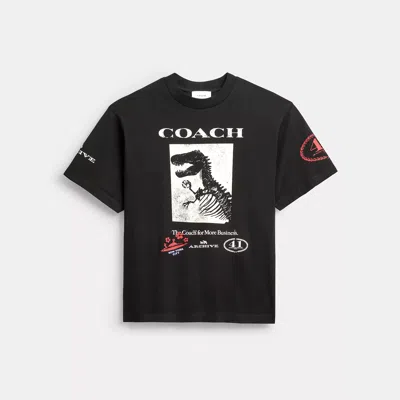 Coach Dinosaur Collage T-shirt In Organic Cotton In Black