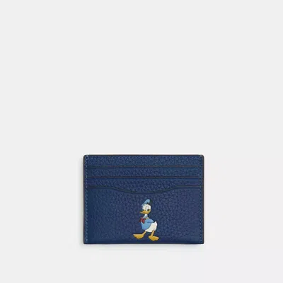 Coach Disney X  Card Case In Regenerative Leather With Motif In Deep Blue