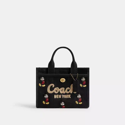 Coach Disney X  Cargo Tote Bag 20 With Mickey Mouse In Regenerative Cotton Canvas In Brass/black Multi