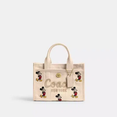 Coach Disney X  Cargo Tote Bag 20 With Mickey Mouse In Regenerative Cotton Canvas In Brass/ivory Multi