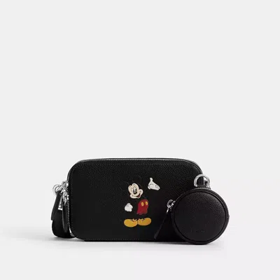 Coach Disney X  Charter Slim Crossbody With Mickey Mouse In Black