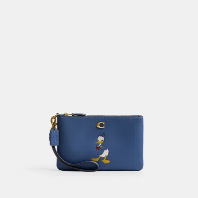 Coach Disney X  Essential Small Wristlet With Donald Duck In Blue