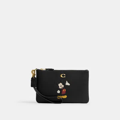 Coach Disney X  Essential Small Wristlet With Mickey Mouse In Black