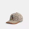 Coach Disney X  Signature Baseball Hat With Mickey Mouse In Cocoa Multi