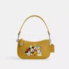 Coach Disney X  Swinger Bag In Regenerative Leather With Mickey Mouse And Friends In Silver/flax Multi