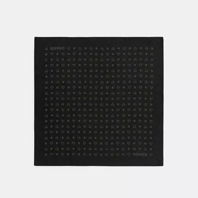 Coach Dotty Heart Print Silk Bandana In Black