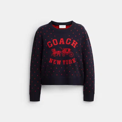 Coach Double Face Crewneck Sweater In Blue