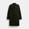 Coach Double Faced Wool Coat In Dark Green