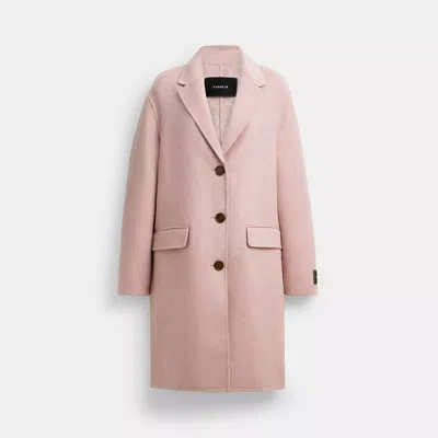 Coach Double Faced Wool Coat In Pink