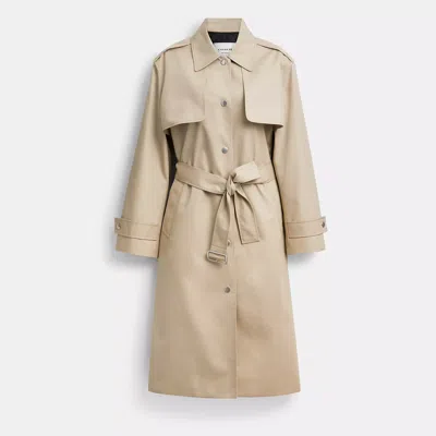 Coach Double Gun Flap Snap Trench In Beige