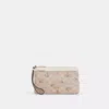 Coach Double Zip Wallet With Signature Canvas With Floral Print In Beige