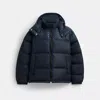 Coach Down Puffer Jacket In Recycled Polyester In Blue