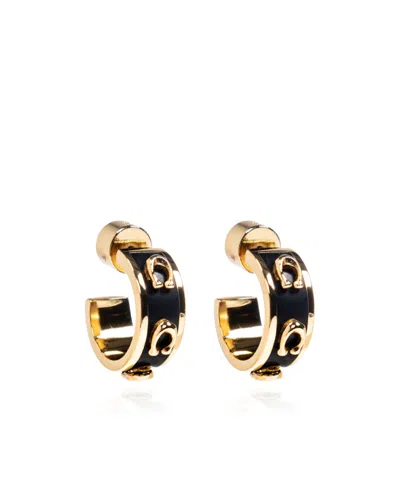 Coach Earrings With Logo In Gold