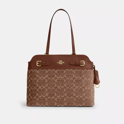 Coach Easton Tote Bag In Signature Chenille In Brown