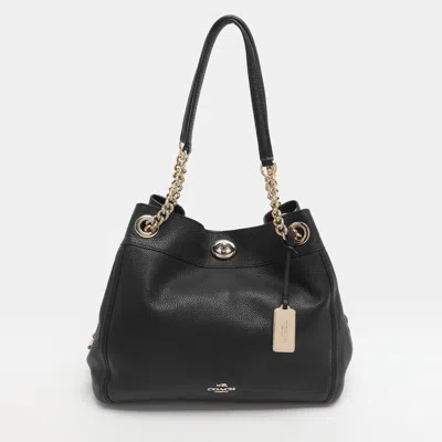 Pre-owned Coach Edie Black Leather Shoulder Bag