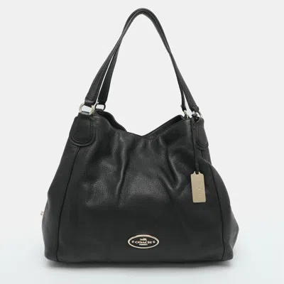 Pre-owned Coach Edie Black Leather Shoulder Bag