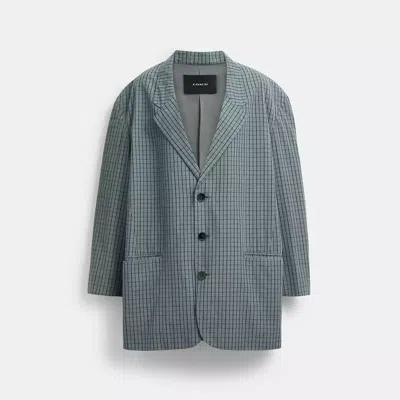 Coach Single Breasted Patterned Blazer In Grey