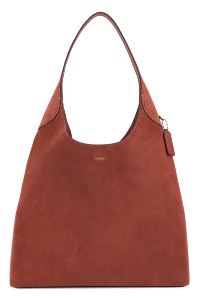 Coach Brooklyn 39 Suede Logo-print Tote Bag In Pink